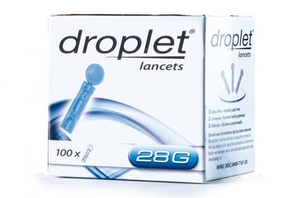 Ланцеты Droplet медицинские, стерильные G28, 100 штук