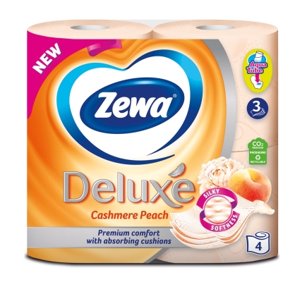 Туалетная бумага Zewa Deluxe Cashmere Peach с ароматом персика трехслойная, 4 рулона