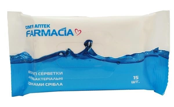 Салфетки влажные Farmacia Антибактериальные, 15 шт