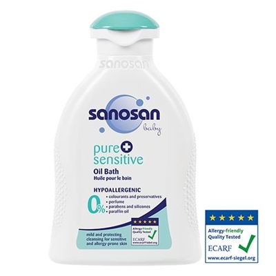 Масло детское Sanosan pure + sensitive гипоаллергенное, для купания, 200 мл