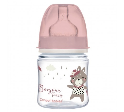 Бутылочка Canpol Babies Easystart Bonjour Paris 35/231_pin антиколиковая с широким отверстием, розовая, 120 мл
