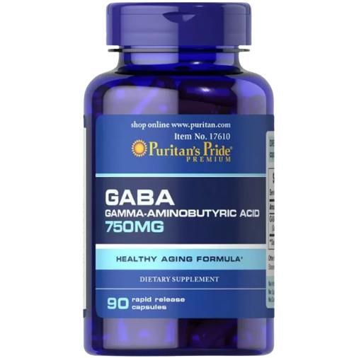 ГАМК Puritan's Pride GABA (Gamma Aminobutyric Acid) 750 мг, 90 капсул