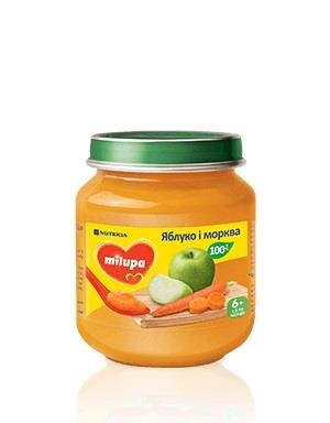 Пюре фруктово-овощное Milupa Яблоко и морковь для детей с 6 месяцев, 125 г