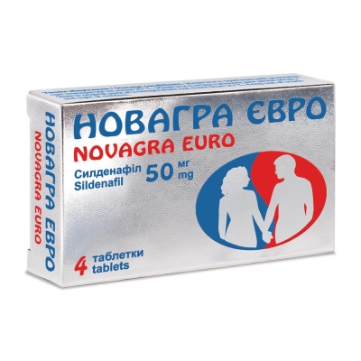 Новагра евро таблетки, п/плен. обол. по 50 мг №4 в блис.