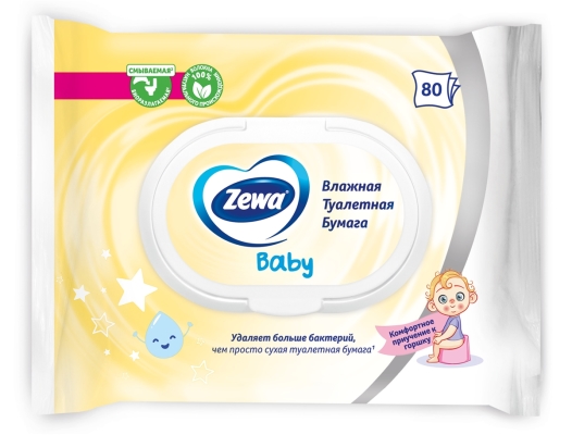 Туалетная бумага влажная Zewa Baby, 80 шт