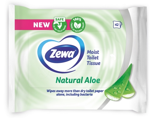 Туалетная бумага влажная Zewa c ароматом алое вера, 42 штуки