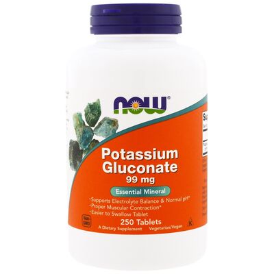 Калия глюконат NOW Potassium Gluconate 99 мг таблетки №250