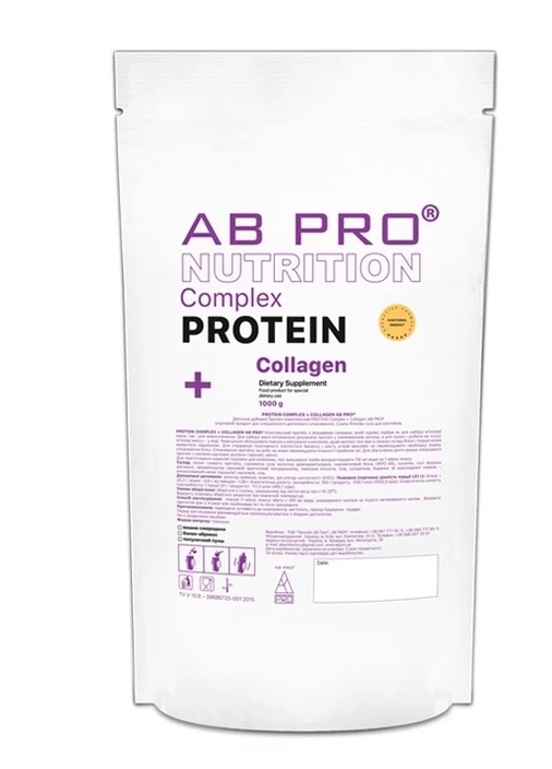 Протеин комплексный AB PRO Protein Complex + Collagen, банан-абрикос, 1000 г