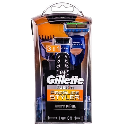 Бритва-стайлер Gillette Fusion5 ProGlide Styler: 1 сменная кассета ProGlide Power + 3 насадки для моделирования бороды/усов