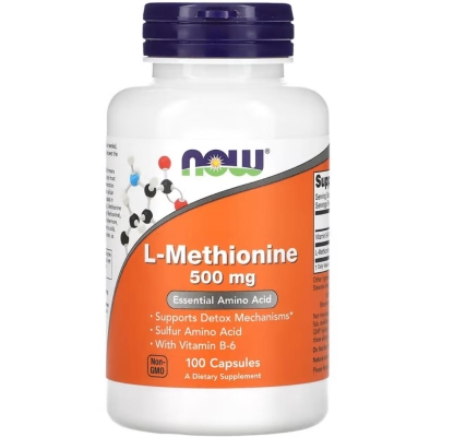 L-метіонін NOW L-Methionine 500 мг, 100 капсул