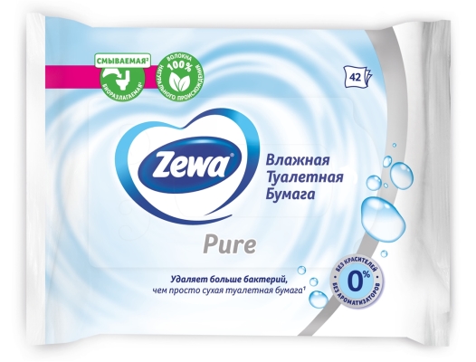 Туалетная бумага влажная Zewa без аромата, 42 штуки