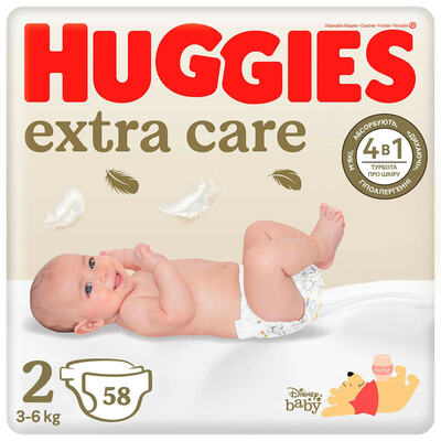 Подгузники Huggies Elite Soft детские, размер 2, 4-6 кг, 58 шт