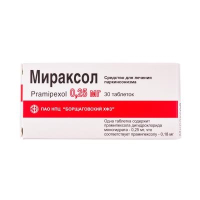 Мираксол таблетки по 0.25 мг №30 (10х3)