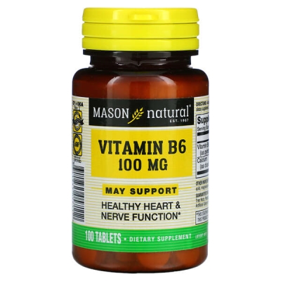Витамин B6 100 мг Mason Natural Vitamin B6, 100 таблеток