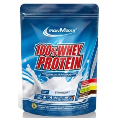 Протеин IronMaxx 100% Whey Protein Клубника, 500 г (пакет)