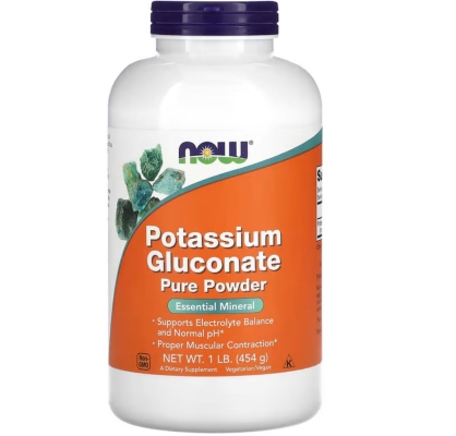 Калия глюконат NOW Potassium Gluconate Pure Powder, 454 г